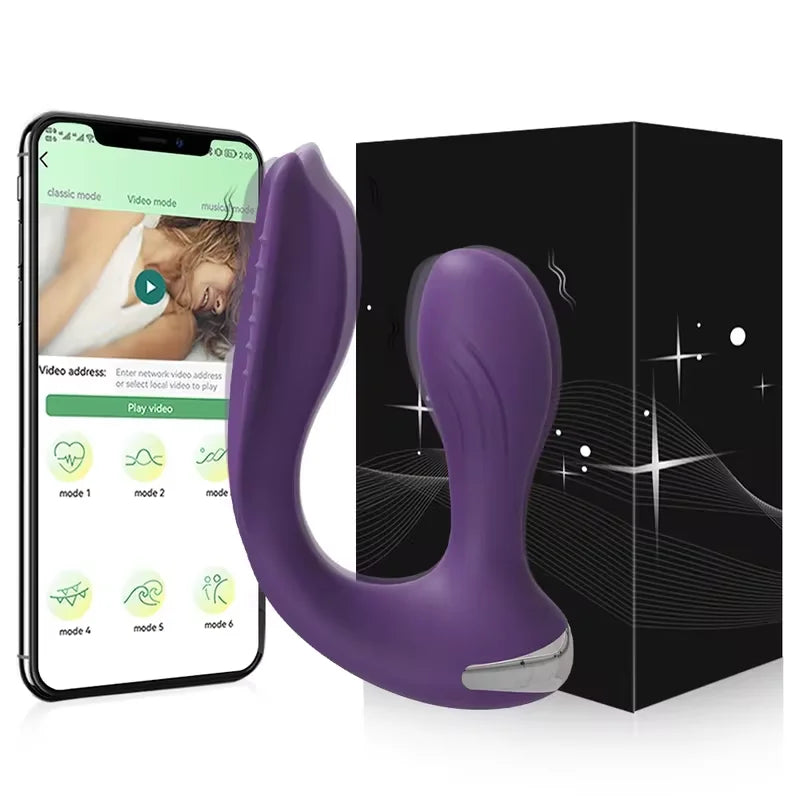 Women Dual Clit Stimulator Ended Vagina Anal Vibrator Female Masturbator Sex Toy