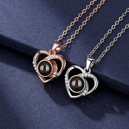 Christmas Gifts For Girlfriend 100 Languages I Love You Projection Necklace With Rose Gift Box 2023 Fashion Romantic Jewelry Good Vibrations
