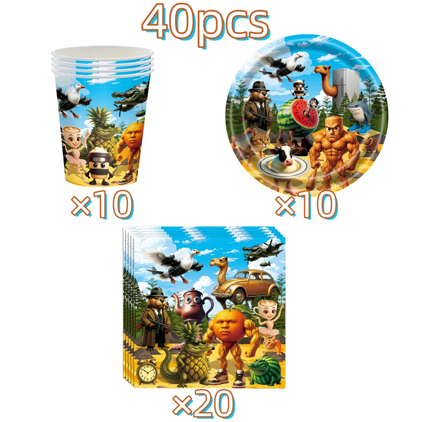 Italian Brainrot Birthday Party Decoration Tung Tung Sahur Tralalelo Tralala Tableware Balloon Cup Plate for Party Favor Supplie Good Vibrations