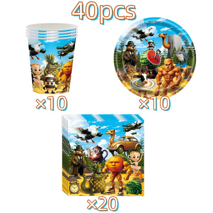 Italian Brainrot Birthday Party Decoration Tung Tung Sahur Tralalelo Tralala Tableware Balloon Cup Plate for Party Favor Supplie Good Vibrations