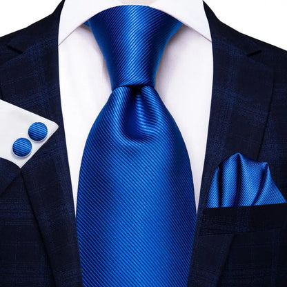 Hi-Tie Navy Blue Solid Paisley Silk Wedding Tie For Men Hanky Cufflink Mens Necktie Set Business Party New Design Dropshipping Good Vibrations