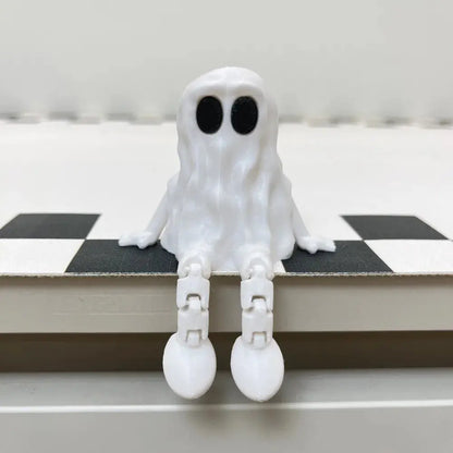 Cute Mini 3D Printed Ghost Ornament PLA Hand-Painted Ghost Fidget Toys Movable Joints Ghost Statue Halloween Party Decor Good Vibrations