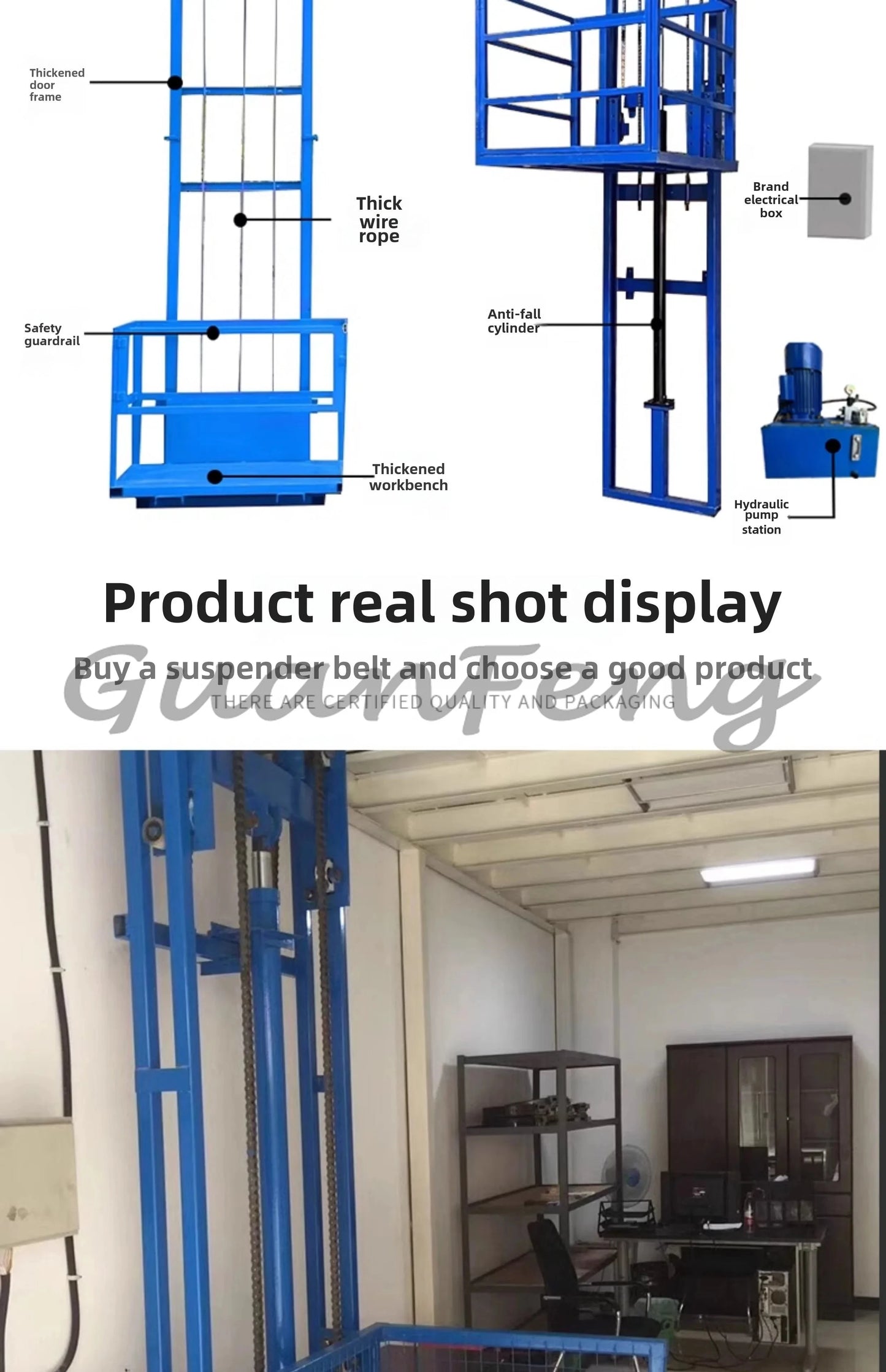 Hydraulic Lift Freight Elevator Small Lift Household Electric Platform Lift Customized Double Track Workshop Lifting Platform Good Vibrations