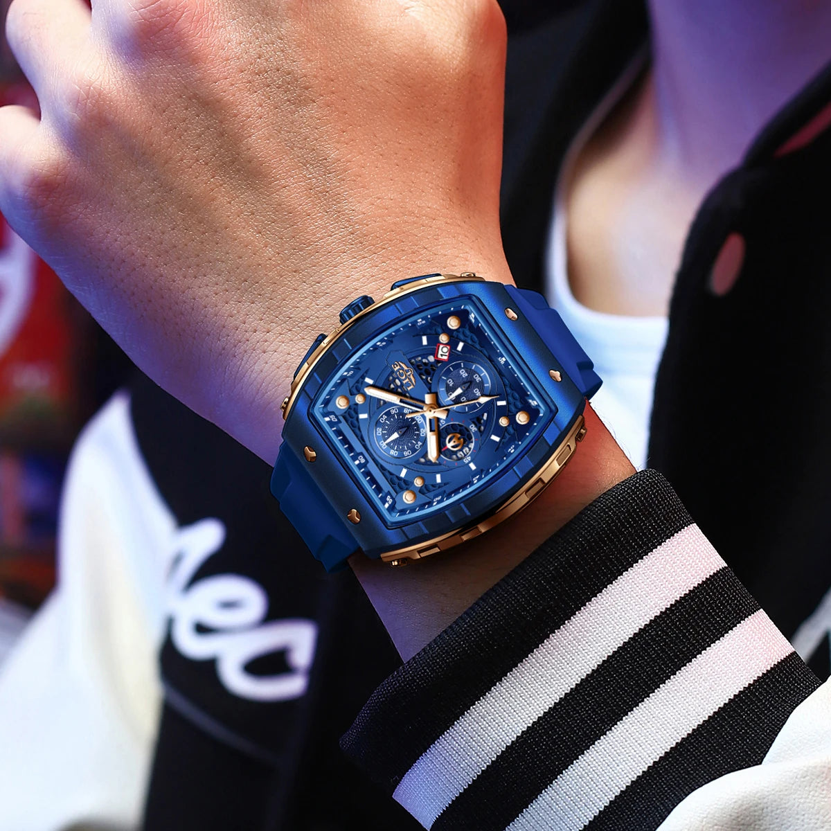 LIGE Top Brand Men's Watches Luxury Square Quartz Wristwatch Waterproof Luminous Chronograph Watch for Men Date Clock Good Vibrations