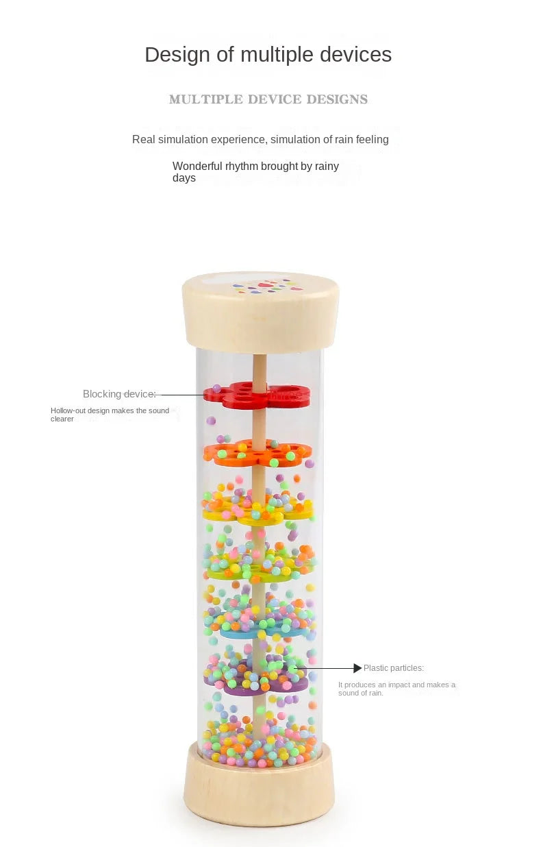 Baby Wooden Rain Sound Pipe Simulation Rain Sound Wooden Toy Gift Hourglass Fun Music Shaker Early Education Enlightenment Toy Good Vibrations
