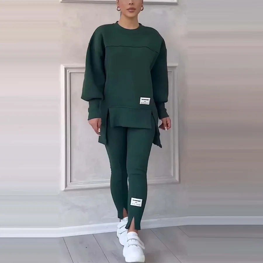 New Women's Fashion Casual Sweatshirt + Trousers Cover Autumn Winter O Neck Long-sleeved Hoodie Women's Suit Sports 2piece Set Good Vibrations