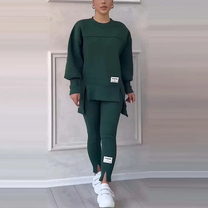 New Women's Fashion Casual Sweatshirt + Trousers Cover Autumn Winter O Neck Long-sleeved Hoodie Women's Suit Sports 2piece Set Good Vibrations