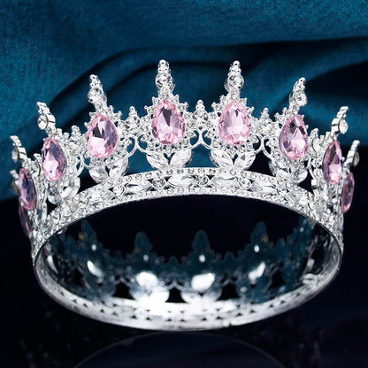 Queen King Wedding Crown Round Tiaras and Crowns Bride Diadem Birthday Party Cake Topper Jewelry Hair Accessory Good Vibrations