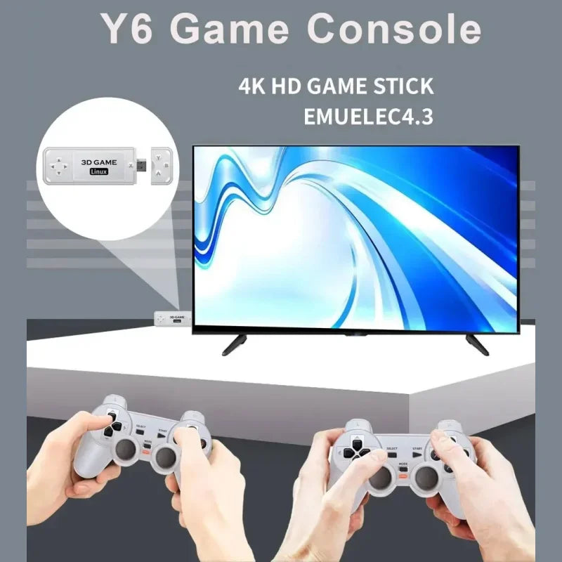 Y6 Game Stick Retro Video Game Console 2.4G Wireless Controller 4K HD TV Video Portable Handheld Game Console Family Multiplayer Good Vibrations