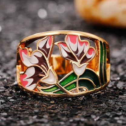 2026 Aesthetic Enamel Flower Finger Ring for Women Wedding Party New 2026  Silver Color Luxury Cubic Zirconia Jewelry Gift Good Vibrations