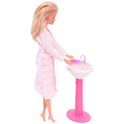 Doll House Furniture Bed Table Chair For 11.8inch 30cm Doll Plastics Cleaning Tools Accessories Mini Furniture Model Gifts Toys Good Vibrations