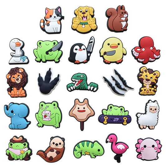 Shoe Charms for Crocs Accessories Tiger Frog Shoes Charm for Croc Decorations Pins Men Accessory Jeans Woman Clogs Clips Badges Good Vibrations