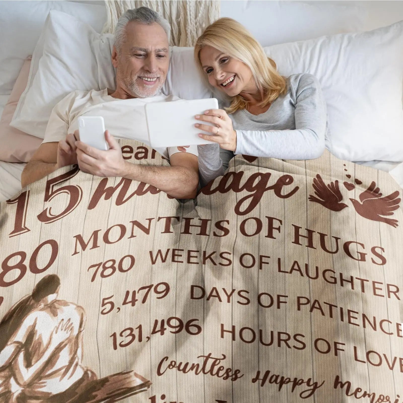 15 Anniversary Crystal Wedding Anniversary Gift, Anniversary Gift Blanket for Wife Husband Good Vibrations