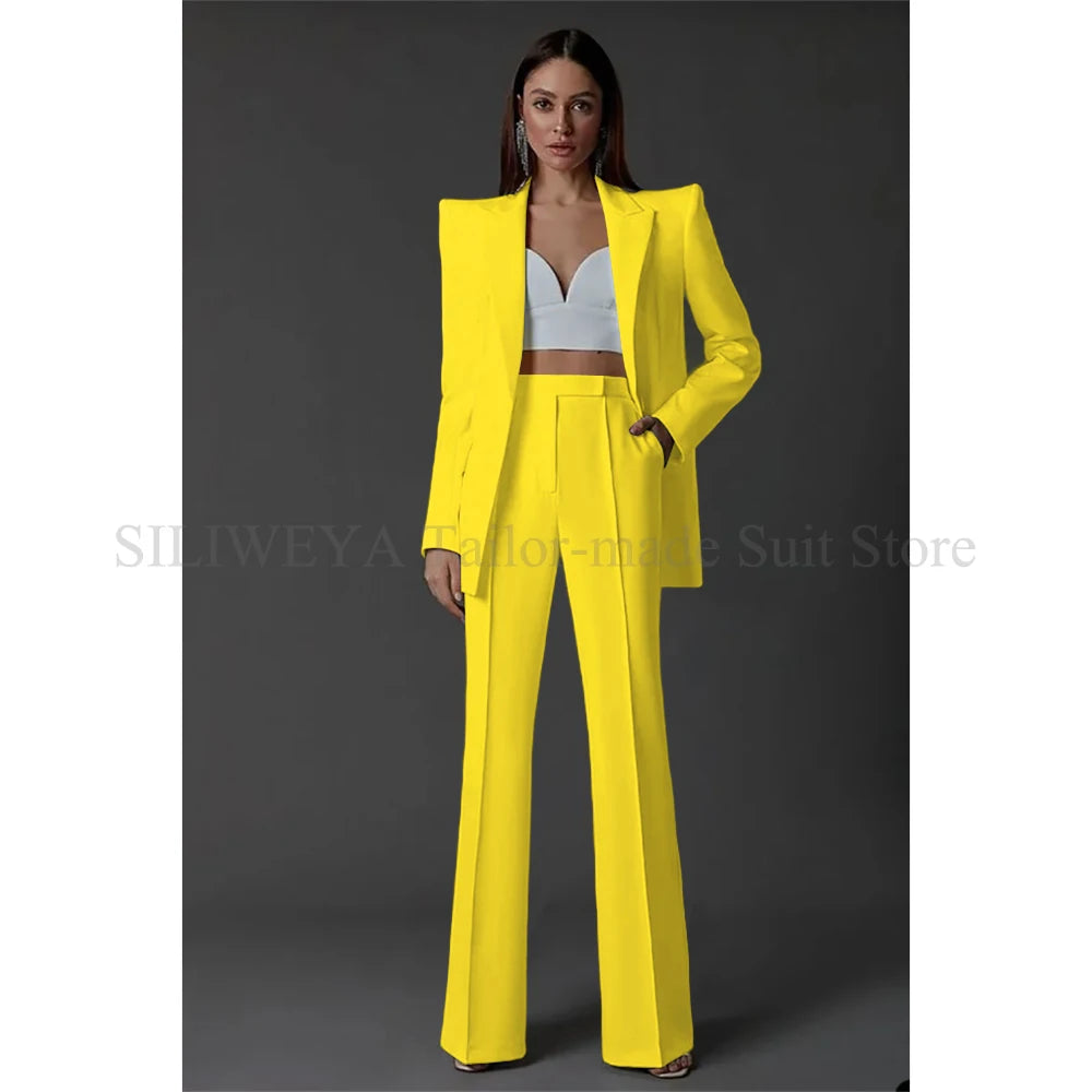Vintage Women Wedding Suits Set 2 Pcs Blazer+Pants Formal Pantsuit Business Office Slim Fit  Peaky Blinders Takım Elbise Good Vibrations
