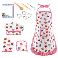 Apron for Little Girls 4/11Pcs Kids Kitchen Cooking Baking Pretend Play Set Simulation Pink Chef Baking Tool Play House Toys Good Vibrations