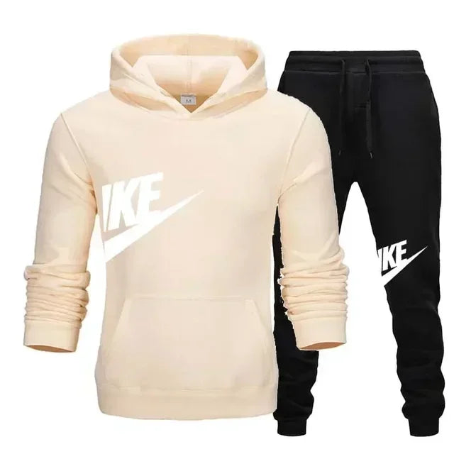 A new autumn and winter men's casual sportswear set of 2-piece hooded sweatshirt and long pants for outdoor fashionable jogging Good Vibrations