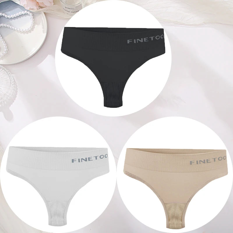 3PCS/Set Women's Panties Sexy Underwear FINETOO Large Size Thong Women Seamless Panties High Waist Girls Thongs M-2XL Good Vibrations