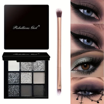 9-Grid Eye Shadow Palette Make-up for Women Glitter Pearlescent Matte Eyeshadow Cosmetics Shimmer Long Lasting Makeup Products Good Vibrations