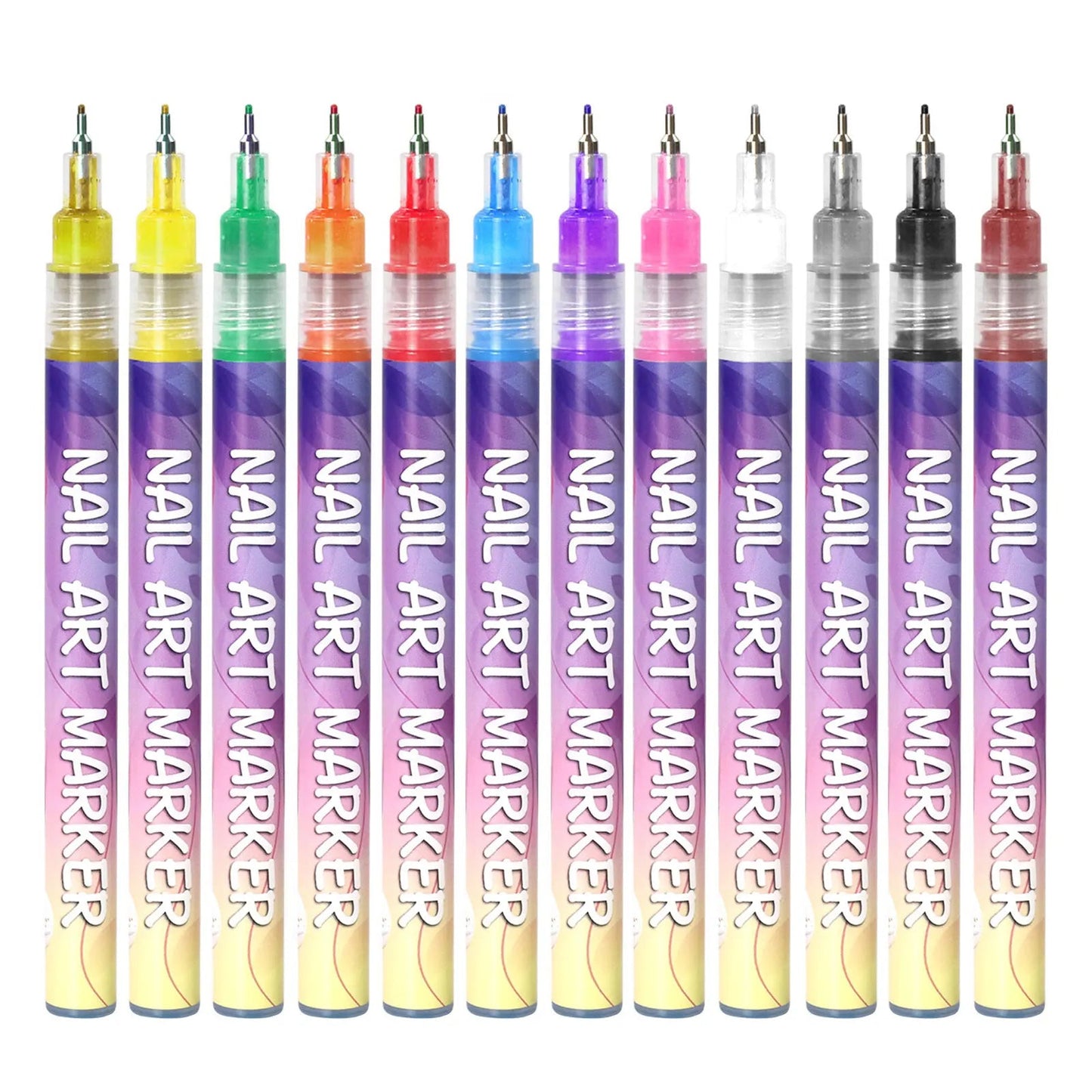 12 Colors Nail Art Pens Set Waterproof 0.5MM Nail Polish Pens Quick-Drying Nail Art Acrylic Paint Nail Pen Tools Salon Nail DIY Good Vibrations