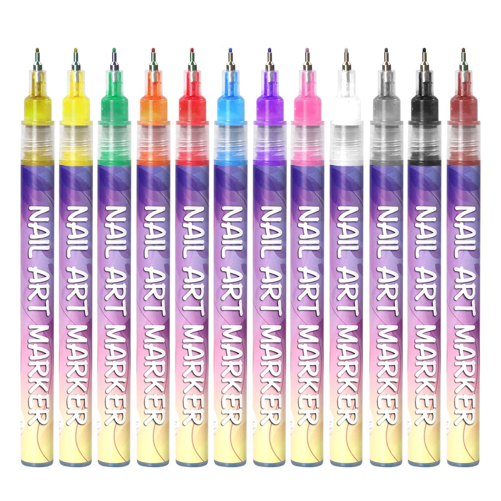 12 Colors Nail Art Pens Set Waterproof 0.5MM Nail Polish Pens Quick-Drying Nail Art Acrylic Paint Nail Pen Tools Salon Nail DIY Good Vibrations