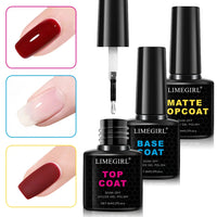 LIMEGIRL 8ml Soak Off Matte Top Base Coat for Nails UV Gel Polish Semi Permanent Functional Manicure Top Base Coat Varnish Good Vibrations
