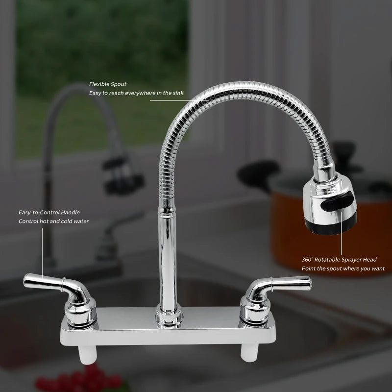 RV Faucet Replacement RV Kitchen Sink Faucet with 360 Degree Rotatable Sprayer Flexible Spout RV Bathroom Faucet Set Sink Faucet Good Vibrations