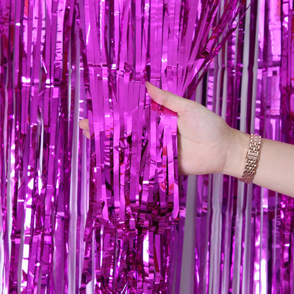 2/3/4M Party Background Wedding Decor Foil Fringe Curtain Sequin Bachelorette Photo Backdrop Wall Curtain Birthday Baby Shower Good Vibrations