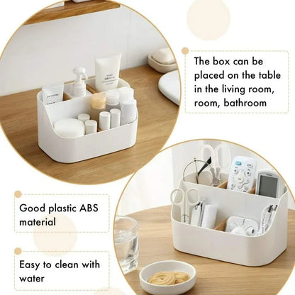 Desk Organizer,Office Supplies Organizers and Accessories,Makeup Brush Holder,Remote Control Holder with Movable Woode Partition Good Vibrations