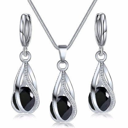 Chic Melody Pendant Necklace & Earrings Set - Glittering Zircon Crystal Jewelry for Women Good Vibrations
