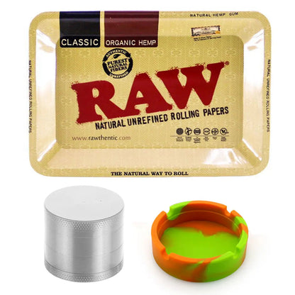 18cmx12.5cm Herb Tobacco Rolling Tray Set Silicone Ashtray Ash Tray 40mm Metal Herbal Grinder Kit Smoking Accessories Good Vibrations Adult Super Store
