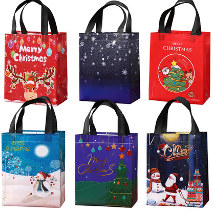 Christmas Gift Bags Non-Woven Christmas Bags Christmas Decorations for Home 2024 Navidad Natal Gifts New Year 2025 Packing Bag Good Vibrations
