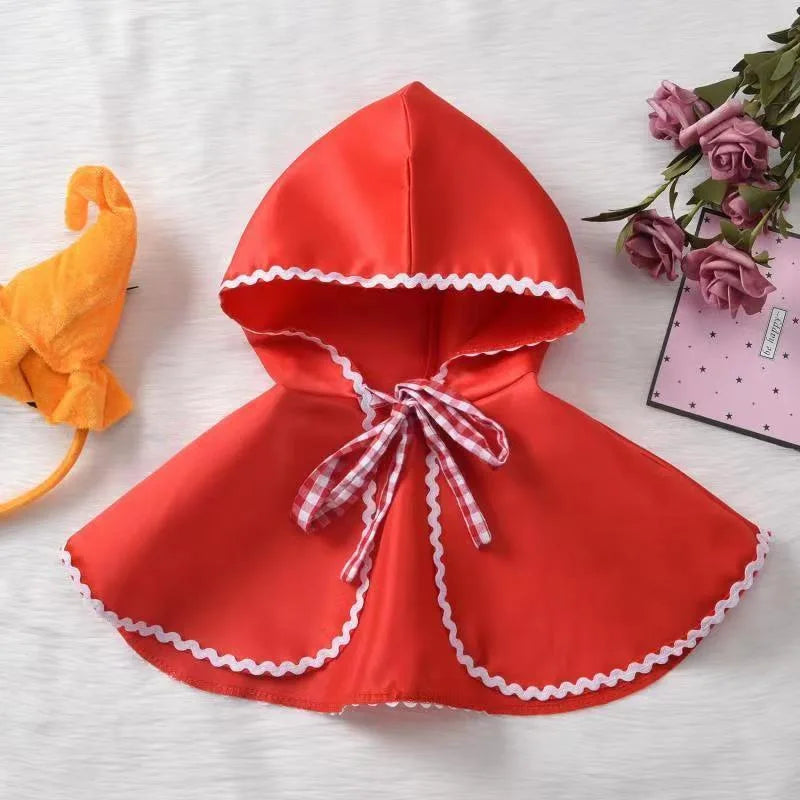 Cute Toddler Little Red Riding Hood Costume with Cape Halloween Princess Dress Up Outfit Toddler Girl Clothes Good Vibrations