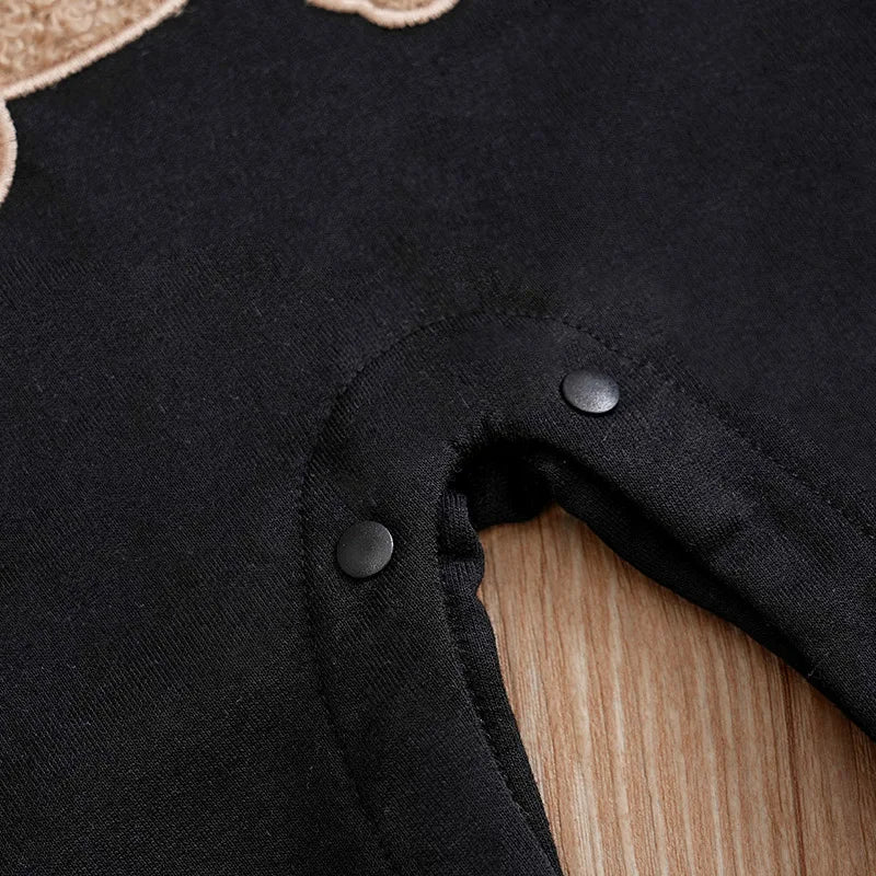 Baby Jumpsuit Cute Cartoon Teddy Bear Short Plush Embroidery Comfortable Spring And Autumn Long Sleeves 0-18m Newborn Clothes Good Vibrations