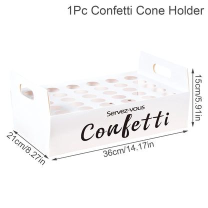 Wedding Tray Confetti Cone Stand Box Kraft Paper Tray Rustic Wedding Decoration Wedding Confetti Cones Cones Wedding Set supply Good Vibrations