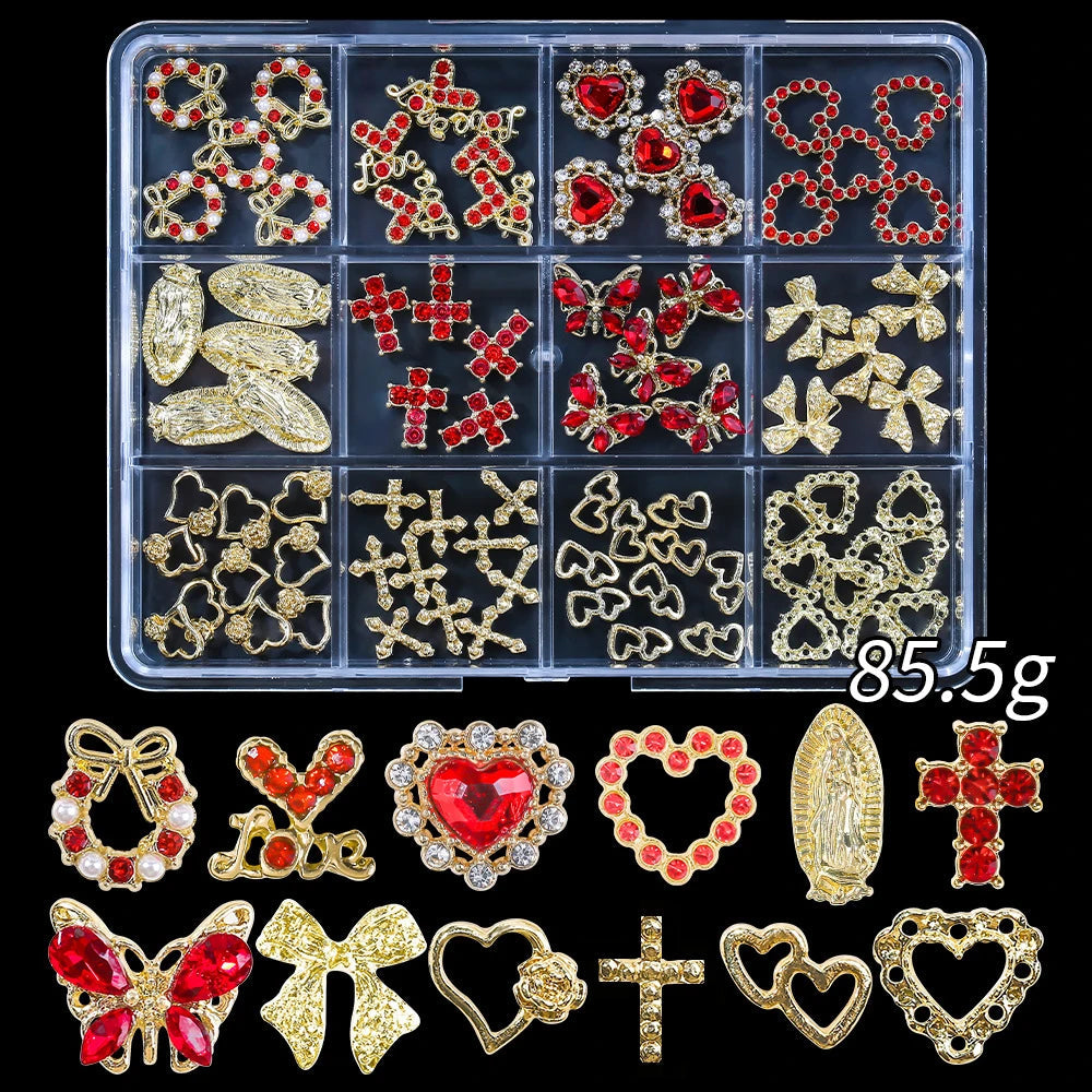 120pcs/box 3D Gold Bow Butterfly Nail Metal Charms Shiny Cute Bowtie/Diamond Star Nail Jewelry 120 Luxury Nail Art Supplies #RE4 Good Vibrations