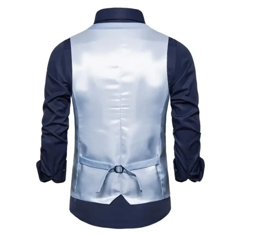 Blue Suit Vest, Men's Business Sleeveless Vests Jacket, Asian size S-6XL, Wedding Party Waistcoat, Red Purple Black Gray Good Vibrations