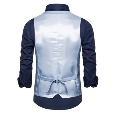 Blue Suit Vest, Men's Business Sleeveless Vests Jacket, Asian size S-6XL, Wedding Party Waistcoat, Red Purple Black Gray Good Vibrations