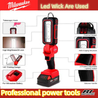 Milwaukee LED Work Light Super Bright 90 DegreeClip on Light Lithium M18 Flood Light Outdoor Lighting Camping Battery 20V Good Vibrations
