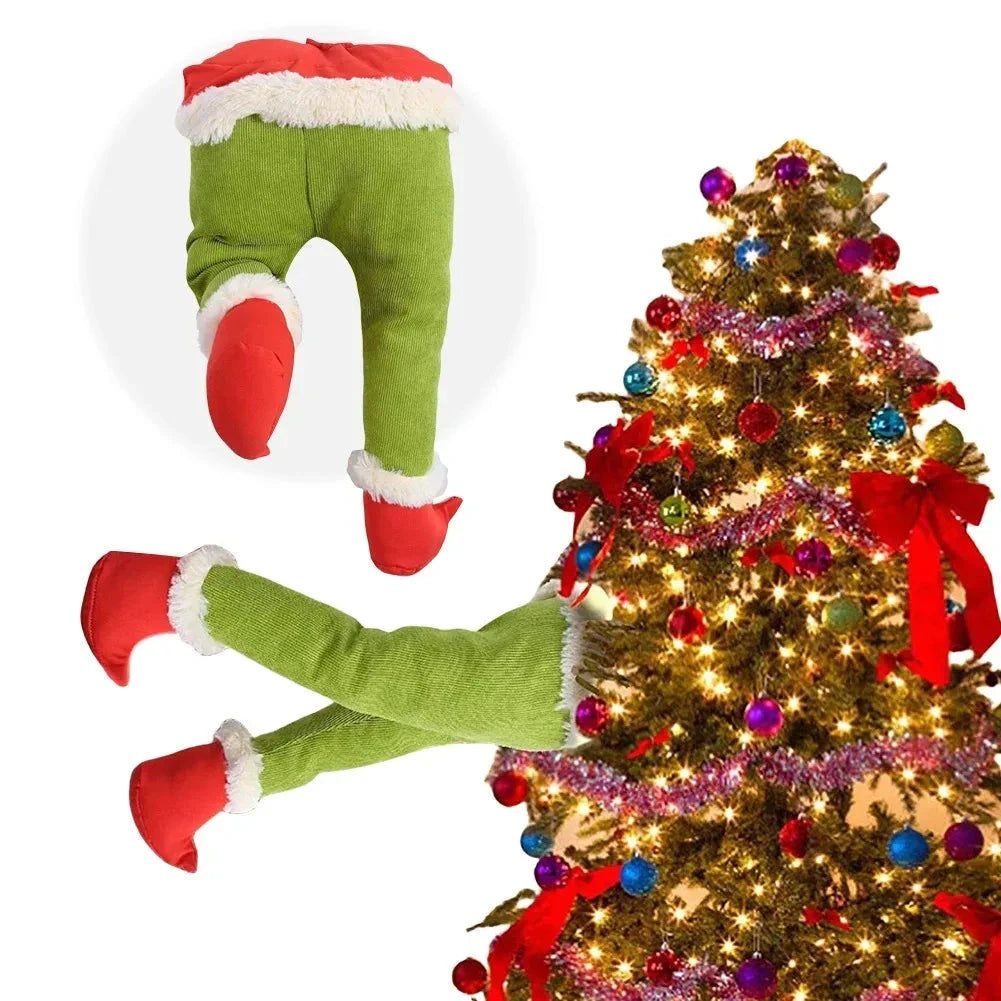 Christmas Elf/Santa Legs Christmas Tree Decoration Stuffed Leg Stuck Xmas Tree Topper for Tree Ornaments Party Decorations Good Vibrations