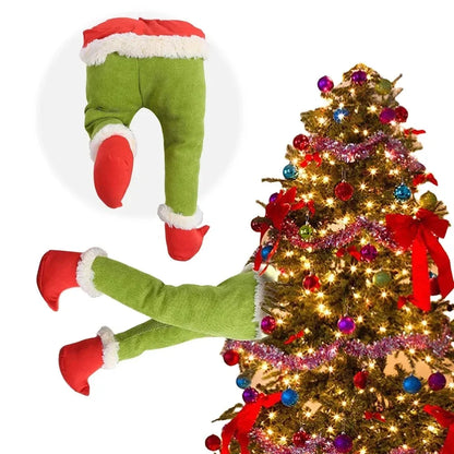 Christmas Elf/Santa Legs Christmas Tree Decoration Stuffed Leg Stuck Xmas Tree Topper for Tree Ornaments Party Decorations Good Vibrations