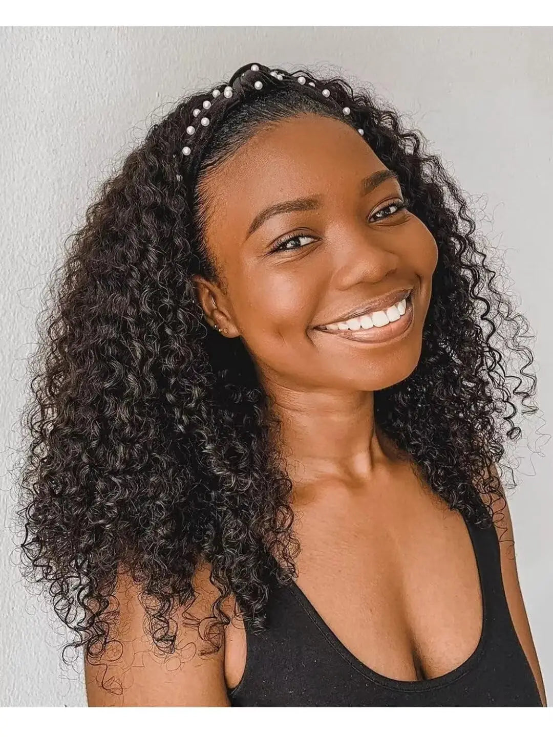 YAVIDA Curly Headband Wig Human Hair 10-24 Curly Hair Headband Wig Indian Virgin Machine Made  Human Hair Wigs With Headband Good Vibrations