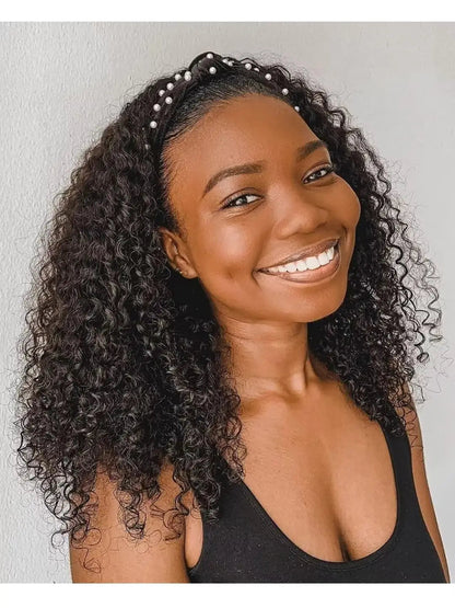 YAVIDA Curly Headband Wig Human Hair 10-24 Curly Hair Headband Wig Indian Virgin Machine Made  Human Hair Wigs With Headband Good Vibrations