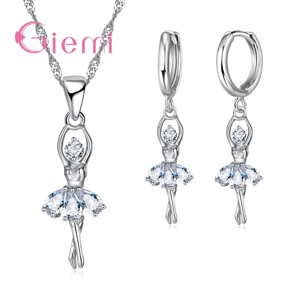 Beautful Elegant Women Jewelry Sets Pure 925 Sterling Silver Accessories For Women Romantic Gifts Pendant Necklace Hoop Earring Good Vibrations