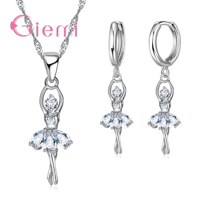 Beautful Elegant Women Jewelry Sets Pure 925 Sterling Silver Accessories For Women Romantic Gifts Pendant Necklace Hoop Earring Good Vibrations