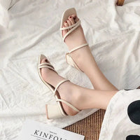 Women High Heel Sandals Summer Casual Female Shoes Woman Square Heel Open Toe Ankle Strap Ladies Sandalias Wedge Shoe 2022 New Good Vibrations