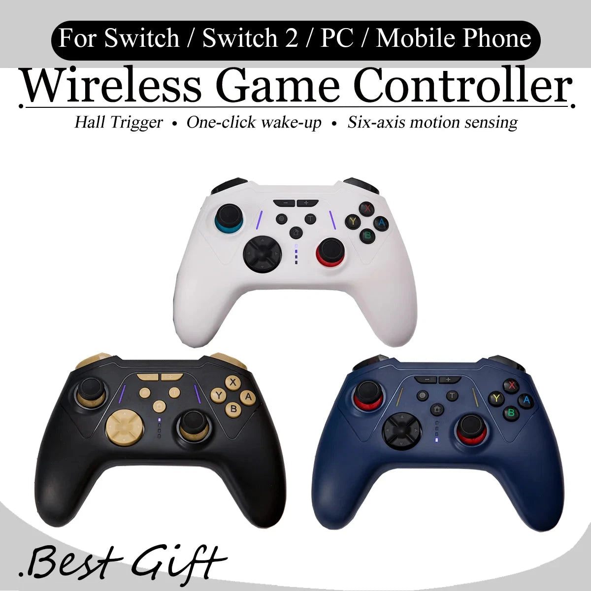 For Switch 2 Wireless Gamepad for NS/PC/Android/iOS Hall Trigger Gaming Controller Six Axis Motion Sensing Game Controllers New Good Vibrations