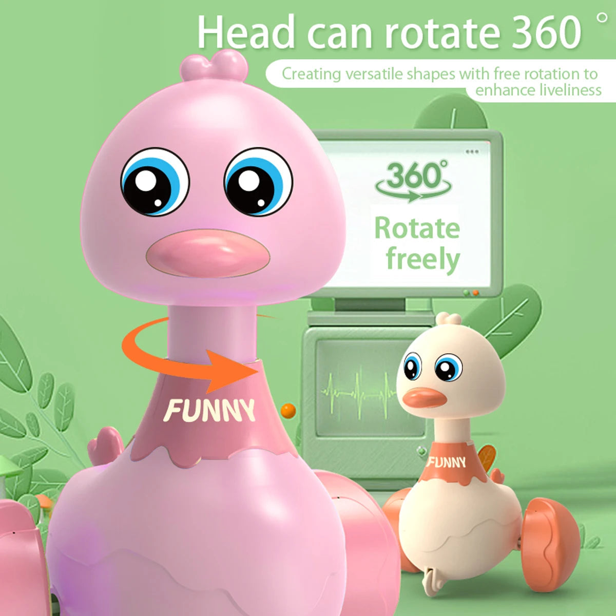 Baby Toy Swing Duck Toy Cartoon Press Vehicles Glide Animal Inertia Pull Back Cars Early Education Toys for Toddlers Boys Girls Good Vibrations