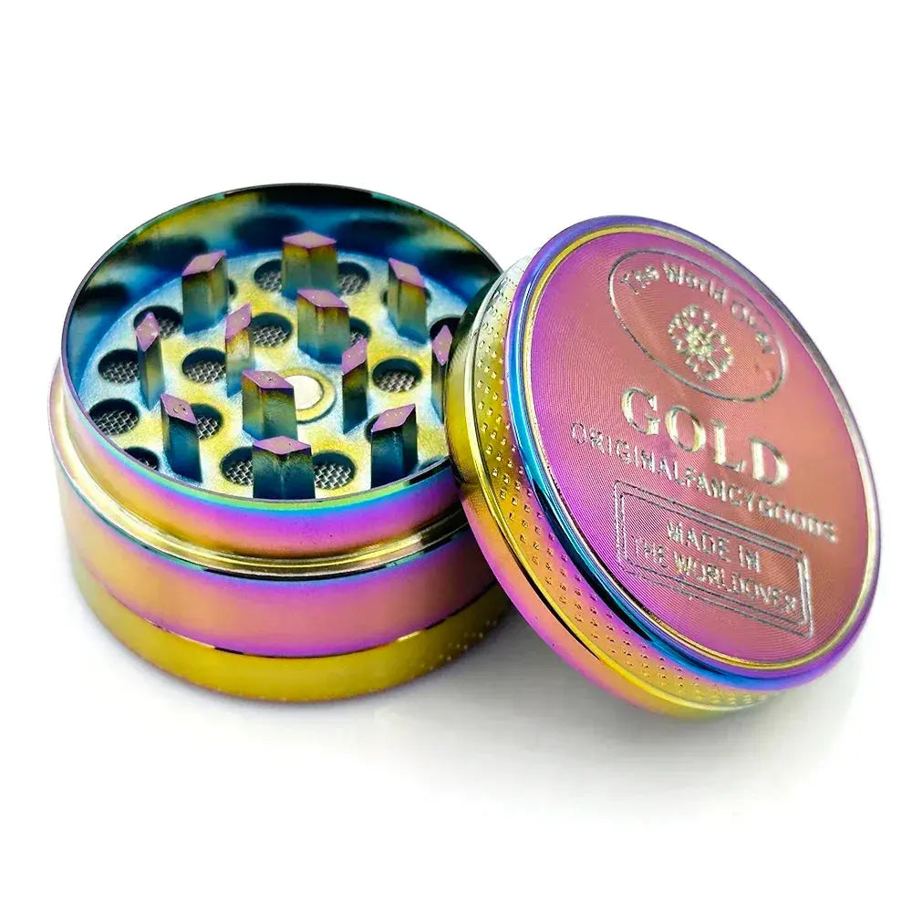 Gold 3/4 Parts Zinc Alloy Herb Grinder, 40mm Tobacco Crusher for Kitchen Use.