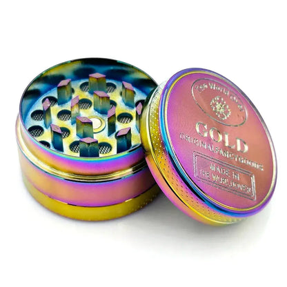 Gold 3/4 Parts Zinc Alloy Herb Grinder, 40mm Tobacco Crusher for Kitchen Use.