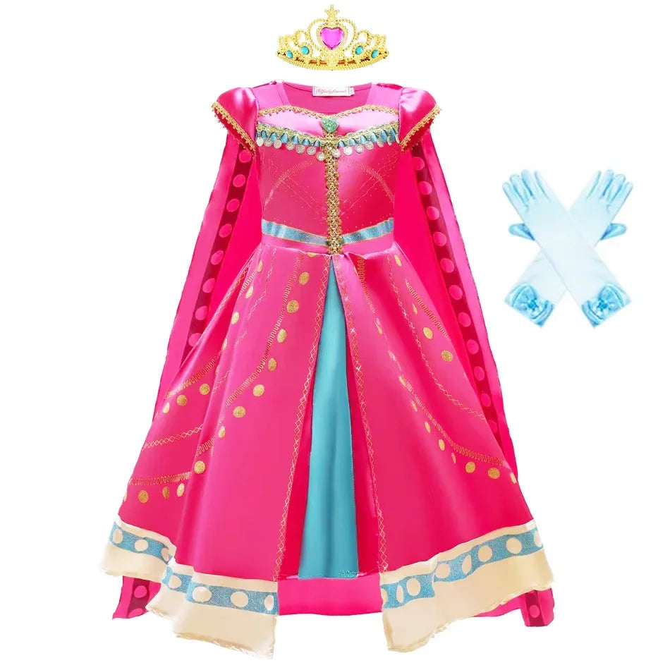 Jasmine Girls Aladdin Costume Halloween Princess Dress Kids Birthday Party Christmas Arabian Cosplay 4 5 6 7 8 9 10 Years Good Vibrations